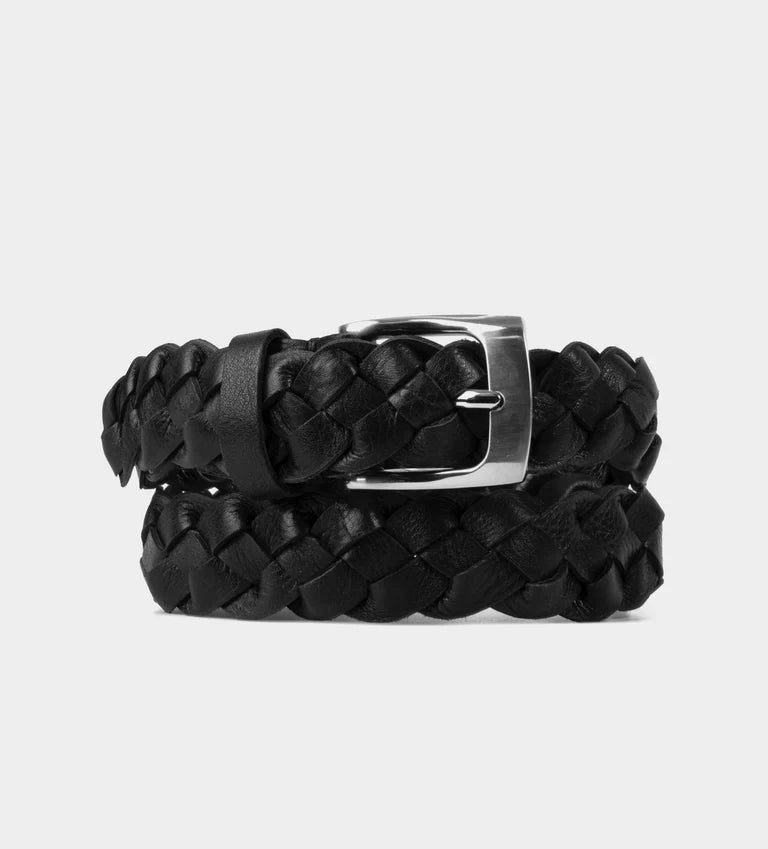 Braid effect leather belt