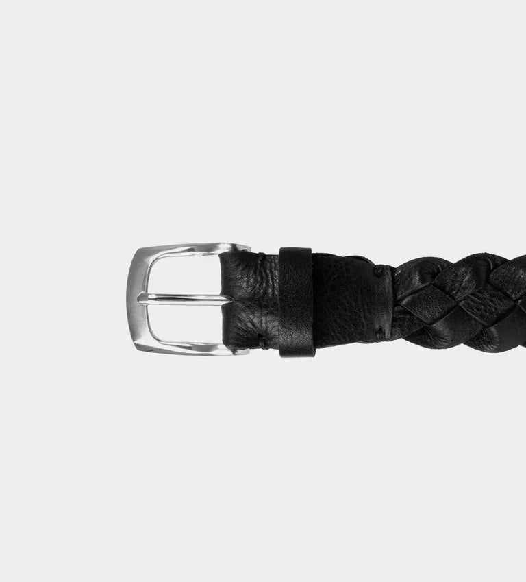 Braid effect leather belt