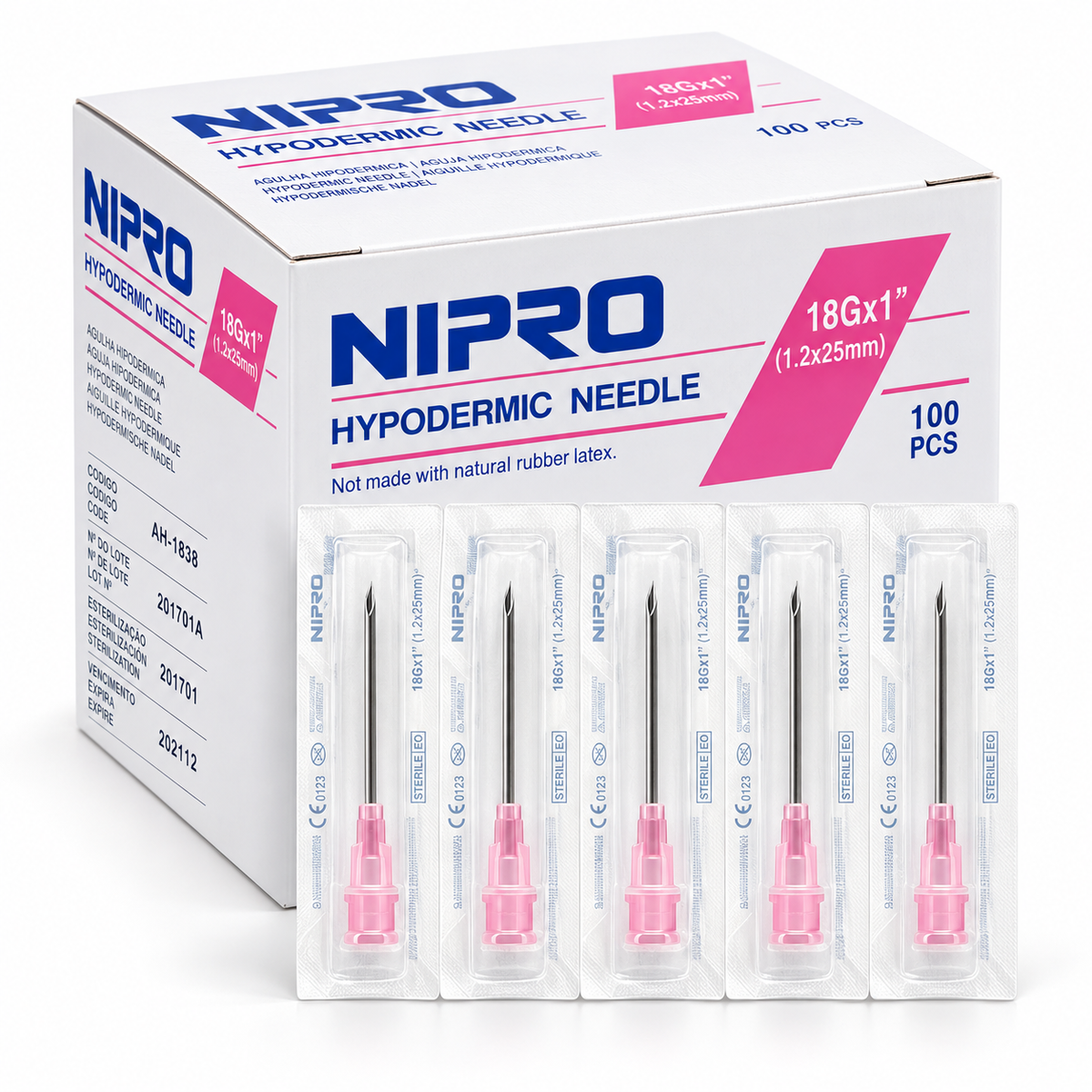 Aguja Hipodérmica Nipro 18G x 1” Estéril | Venta por Pieza