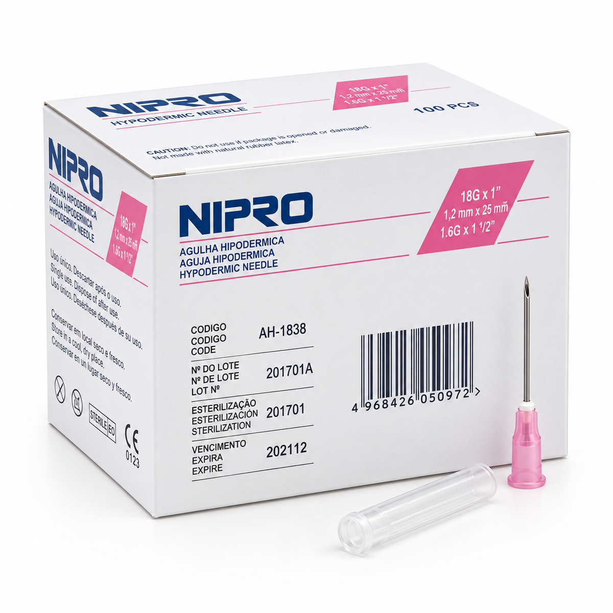 Aguja Hipodérmica Nipro 18G x 1” Estéril | Venta por Pieza